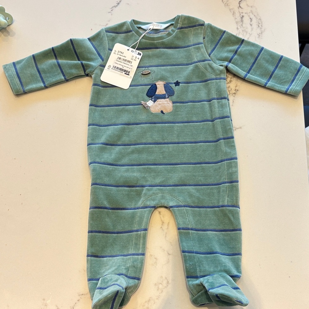 Mayoral velour onesie - NWT- 2-4 months